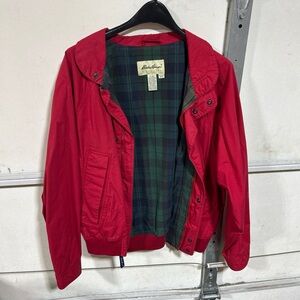 Eddie Bauer Jacket Mens Sz M Red Blanket Lined Wool Vtg Parka Water Rep.